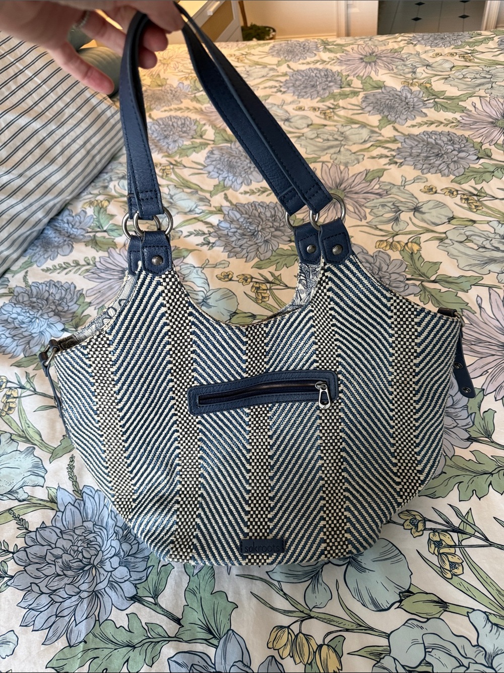 Sakroots Navy, Black and Cream Striped Shoulder Bag